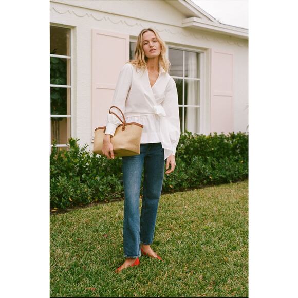 TUCKERNUCK White Tie Front Bow Bea Blouse Size XXL NWT Retail $168 Tuckernuck - Picture 7 of 8